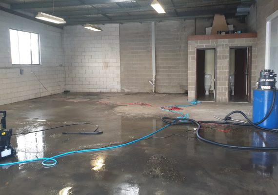 Hazardous Liquid Waste on Floor